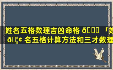 姓名五格数理吉凶命格 🐕 「姓 🦢 名五格计算方法和三才数理吉凶数」